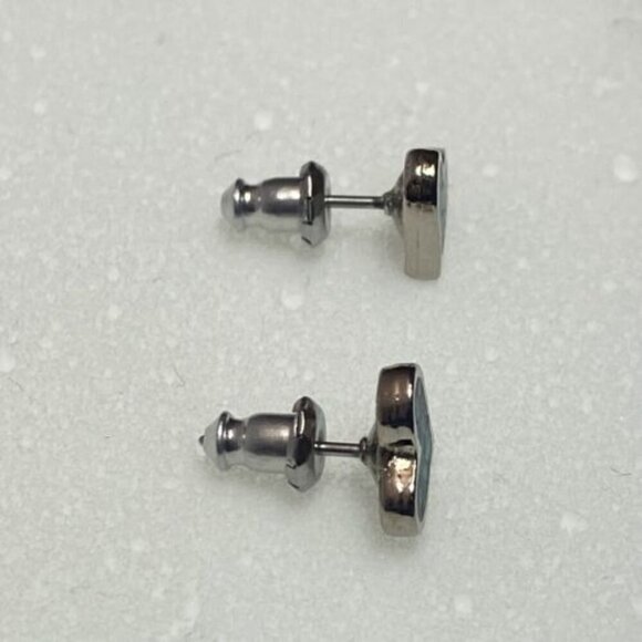 Vintage Turquiose Heart Coral Inlay Silver Earrings 1/4" Hearts Post Stud EUC - Picture 8 of 12